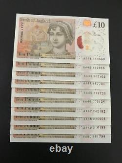Bank of England £10 Bank Note, £10x54 Prefix AA01-AA54