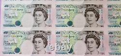 Bank of England 1997 Hong Kong Handover 12 x Five Pound £5 Banknote Sheet Uncut
