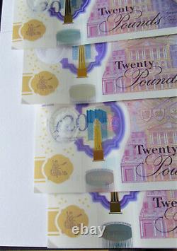 Bank of England £20 Banknotes x 4 Consecutive numbers DL89242036 DL89242039