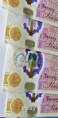 Bank of England £20 Banknotes x 4 Consecutive numbers DL89242036 DL89242039