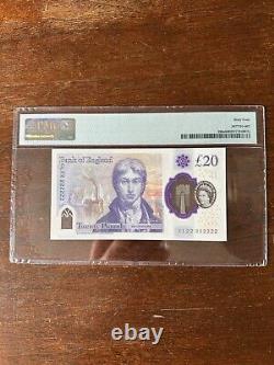 Bank of England £20 banknote, Super Solid, 22 222222, choice UNC