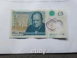 Bank of England £5 note with very unique serial number