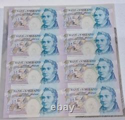 Bank of England 8 x Five Pound £5 Note Banknote Sheet Uncut Kentfield Rare 1996