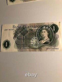 Bank of England, Hollom One Pound Notes, Consecutive 6 Consecutive