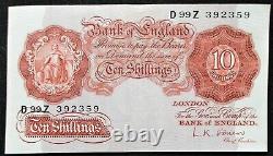 Bank of England L K O'BRIEN (RARE) 10s Banknote (B271) 1955 Grade AU