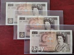 Bank of England Note Banknote B347. 3 x Somerset £10 notes. 54K prefix. AUNC