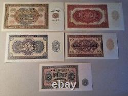 Banknotes 5-100 Mark 1955 UNC