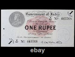 British India. George V, One Rupee Banknote, 1917. With Perforation. McWatters