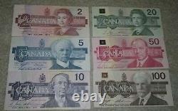 Canada 1986 2 5 10 20 50 100 Dollar Set FUNC Birds of Canada Edition Banknotes$