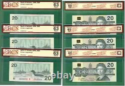 Canada-1991 Bank of Canada 3X$20 BC-58d-i BCS 63 Choice UNC Consecutive Number