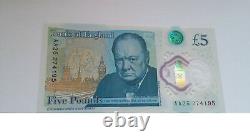 Churchill Five Pound Note AA25 Serial No