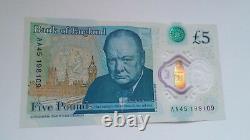 Churchill Five Pound Note AA45