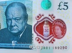 Collectors! 5 Pound Note AA01 New, UNCIRCULATED, LOW NUMBER! Polymer, 2016