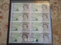 Debden c121 uncut minisheet 1996 Kentfield B364 £5 notes x 8 only 5000 issued