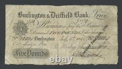 ENGLAND £5 note 1851 Burlington & Driffield Bank Provincial Banknotes