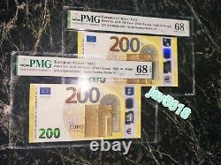 EURO 200 BANKNOTE PMG 68 DRAGHI ITALY P25 s 2019 S ULTRA RARE PPQ PMG