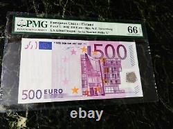 Euro 500 Banknote Pmg 66 W. F. Duisenberg Finland 2002 Prefix L Ultra Rare