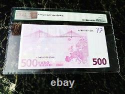 Euro 500 Banknote Pmg 66 W. F. Duisenberg Finland 2002 Prefix L Ultra Rare