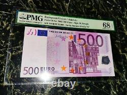 Euro 500 Banknote Pmg 68 M. Dragui Austria 2002 Prefix N Ultra Rare Top
