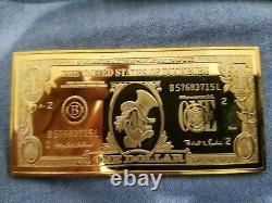 Extremely Rare! Walt Disney Scrooge McDuck $1 Gold Banknote LE Bar in Display