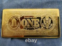 Extremely Rare! Walt Disney Scrooge McDuck $1 Gold Banknote LE Bar in Display