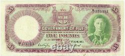 Fiji 5 Pound Pick #41f KGVI 1951, Very rare and tough banknote