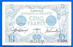 France 5 Francs 1916 17 June Serie Y Blue Type WWI Frcs Frcs Free Ship World