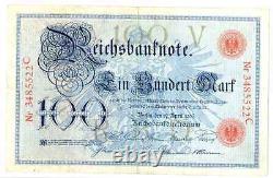 Germany Empire Imperial Bank Note Reichsbanknote 100 Mark 1903 VF #20