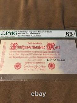 Germany, Reichsbanknote 1923 P-92 PMG Gem UNC 65 EPQ 500,000 Mark