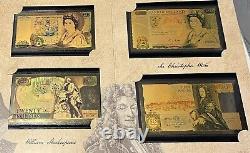Great British Icons 24Ct-Gold Bank Note Collection Complete With Pure Gold Coin