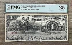 Guatemala El Banco Americano 1 Peso 1923 P-S 116 PMG VF 25 BANKNOTE BILL