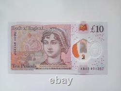 HB03 New King Charles 10 Pound British Banknote'Rear' Serial Number Unused Note