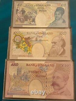 Ha/aa01 001210 Bank Of England 2003 Matching 1st Cypher Banknote Set £5, £10, £20