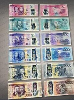 Jamaica banknotes New Polymer Set release June 2023 J$50 P-W96 J$5000 P-W101