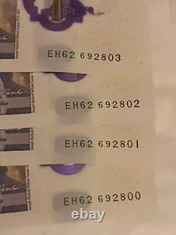 King Charles UNC £20 Pound Bank note x4 Consecutive Serial No. LOT E Collectors