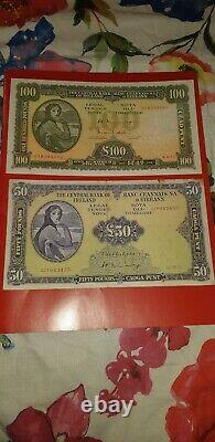 Lady Lavery Ireland 100 and 50 Irish Pounds Banknote Eire Rare Punt Bank Notes