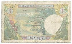 Lebanon Liban Banknote 1 Livre 1939 P15 French Rule aVF Cedar Tree Rare Key Date