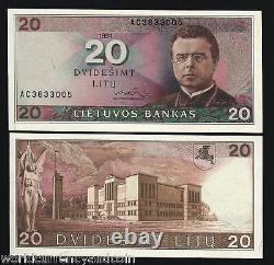 Lithuania 20 Litu P48 1991 Euro Unc Liberty Museum Horse Money Bill Bank Note