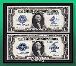 Lot (2) Consecutive Fr. 238 1923 $1 Silver Certificate HORSE BLANKET AU