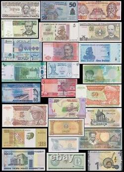 Lots of UNCIRCULATED world different banknotes, 1 FREE REPLACEMENT note each lot