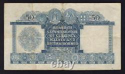 MALAYA & BRITISH BORNEO P-4a. 1953 50 Dollars. Elizabeth 11 Portrait. AVF