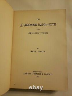 MARK TWAIN THE £1,000,000 BANK NOTE/1893/RARE TRUE 1st Edition