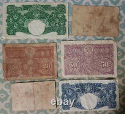 Malaya 1941 Six (6) Different Banknotes from 5 cents to $5