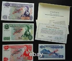 Mauritius 1978 Banknotes Specimen Set. 5, 10, 25 & 50 Rupees, Unc. Genuine