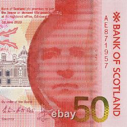 Mint Uncirculated A Prefix Bank of Scotland Polymer £50 Note Date No. 8/7/1957