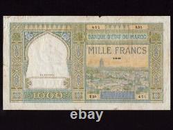 MoroccoP-16c, 1000 Francs, 1938 French Rule F-VF