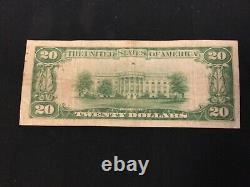 NATIONAL CURRENCY 1929 $20 Dollar Bill Banknote DIETERICH, Illinois Brown Seal