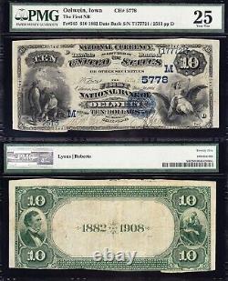 NICE VF RARE 1882 $10 OELWEIN, IA 2nd Charter National Banknote! PMG 25