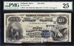 NICE VF RARE 1882 $10 OELWEIN, IA 2nd Charter National Banknote! PMG 25