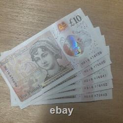 New King Charles Bank Note £10 HB16 Consecutive Set 476639 476643 ATM Mint